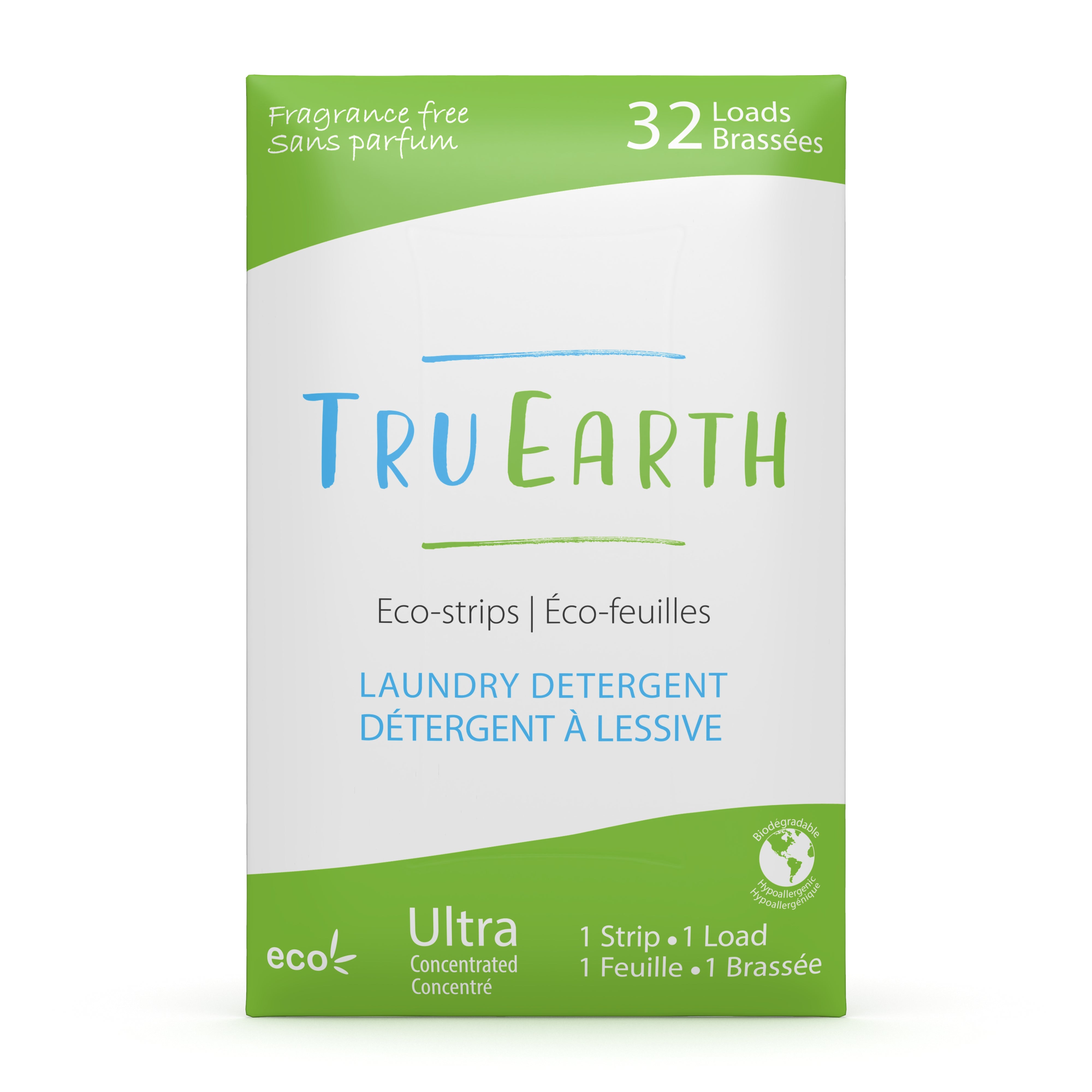 Tru Earth Eco-strips Laundry Detergent for Sustainable Zero-Waste Laundry; Fragrance Free Laundry Soap 32 Loads 