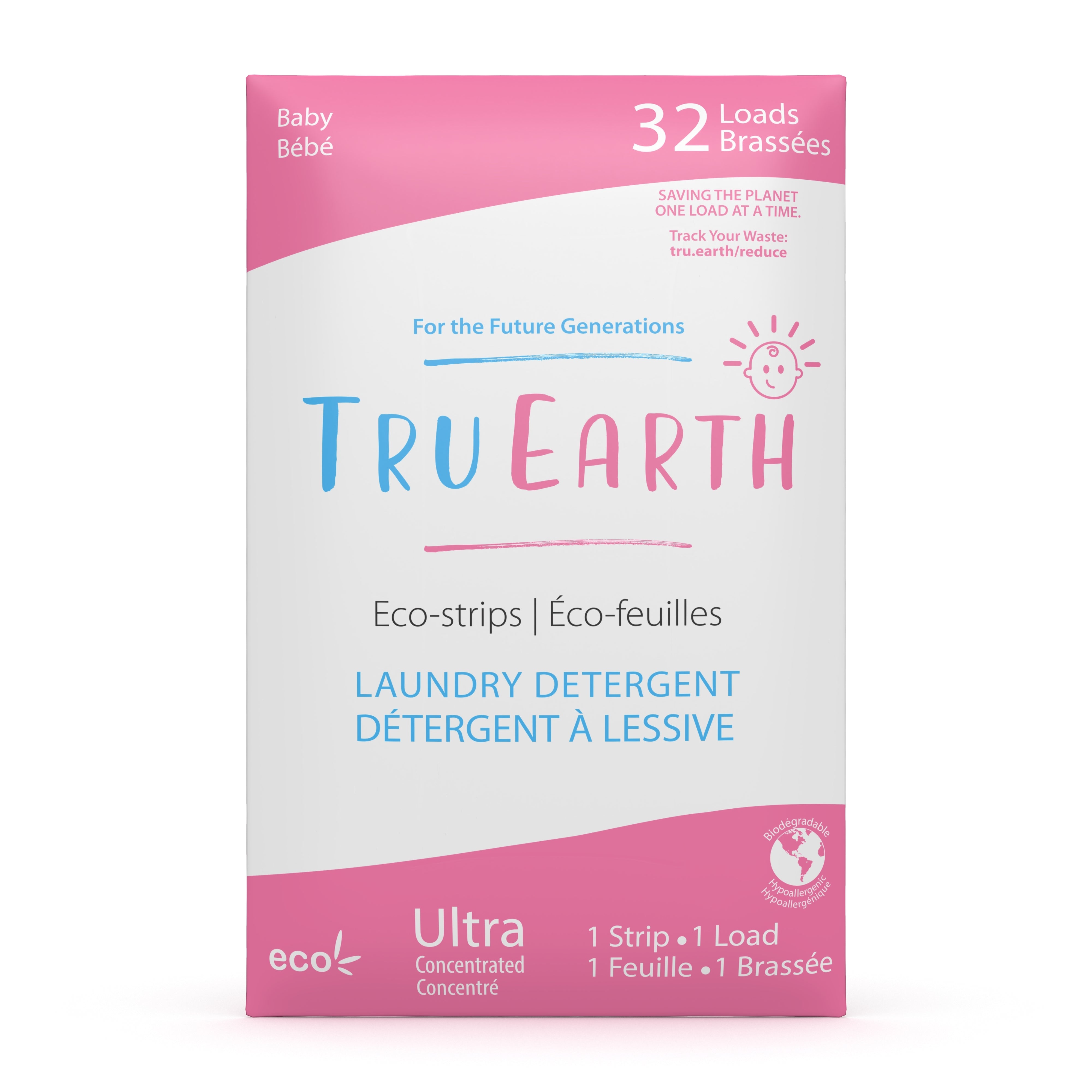 Tru Earth Eco-strips Laundry Detergent for Sustainable Zero-Waste Laundry; Baby Laundry Soap 32 Loads 
